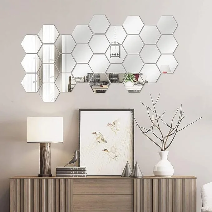 Miroirs Stickers Géométriques ZeynShop – Décoration Moderne pour Salon et Entrée