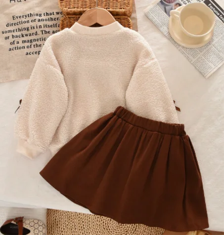 Girls’ Teddy Fleece Sweatshirt & Skirt Set