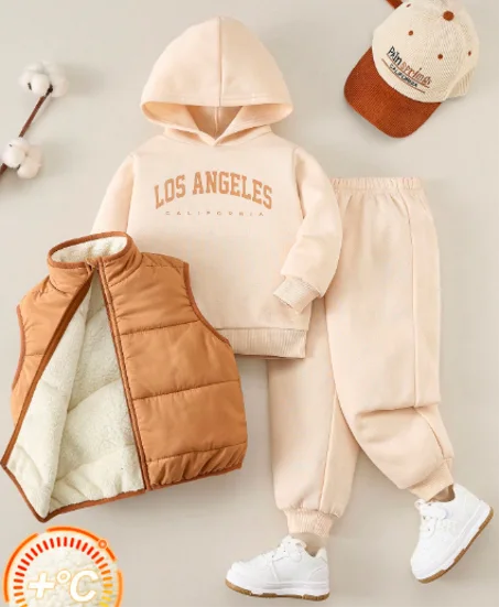 3‑Piece Kids Letter Hoodie & Sweatpants Set