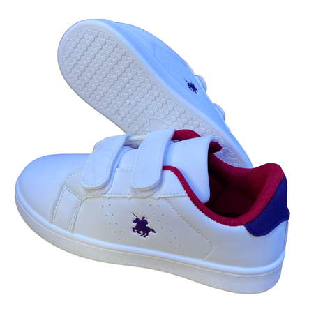 حذاء مدرسي أولادي أبيض/أحمر — جودة عالية مستوردة من أوروبا