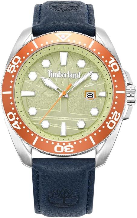 ساعة تيمبرلاند كاريجان للرجال مع جراب ستانلس ستيل وحزام جلدي مقاوم للماء 45 ملم - TDWGB2230605