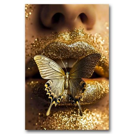 Tableau Golden Butterfly and Lips