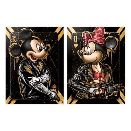 Ensemble de 2 Tableaux - Gangster Card - Mickey & Minnie