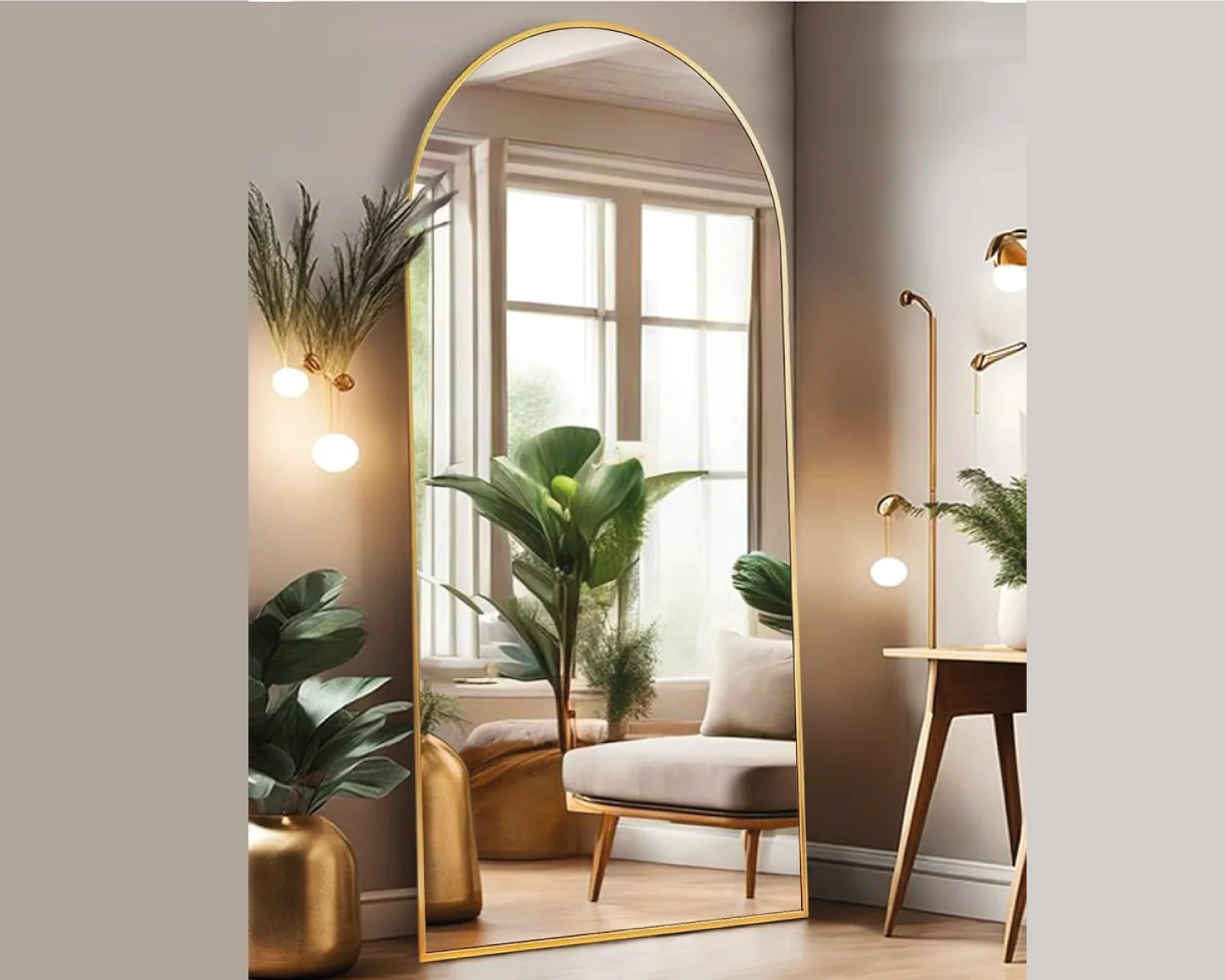 مرآة أرضية مقوّسة بطول كامل – تصميم عصري مع إطار  باللون الأسود أو الذهبي