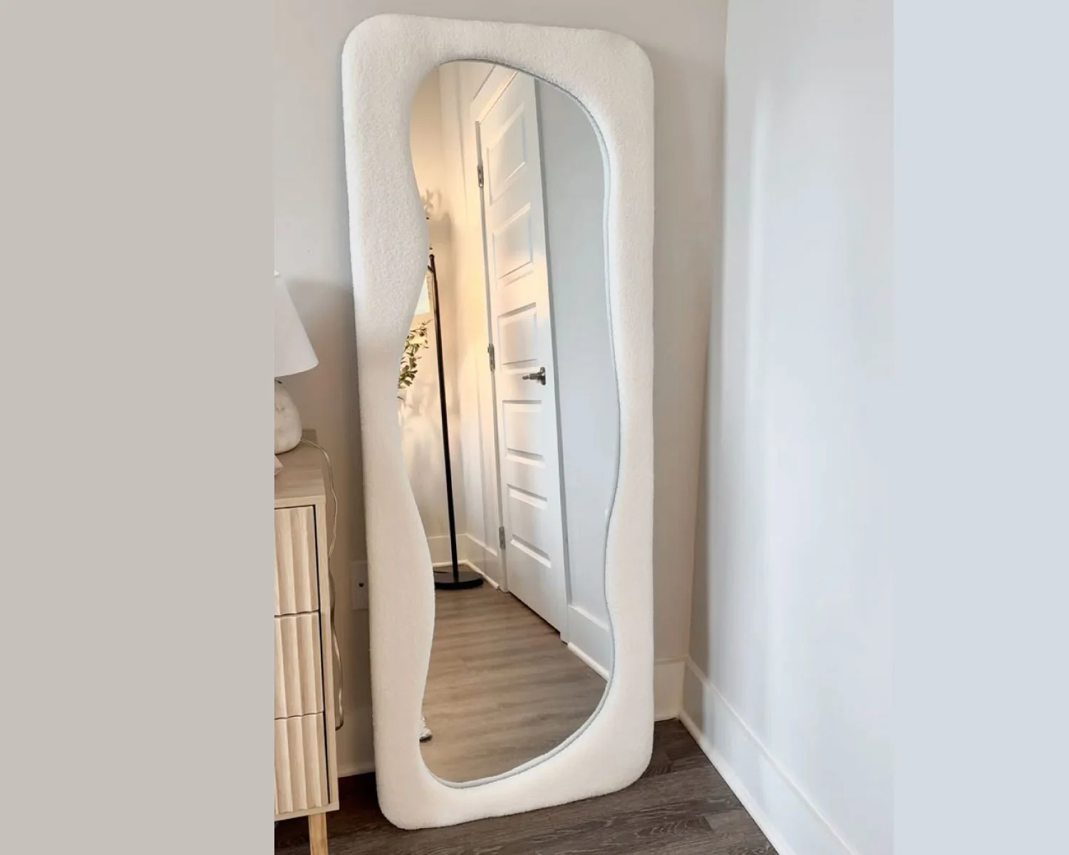 Miroir Luxe Pleine Longueur Tissus Bouclette