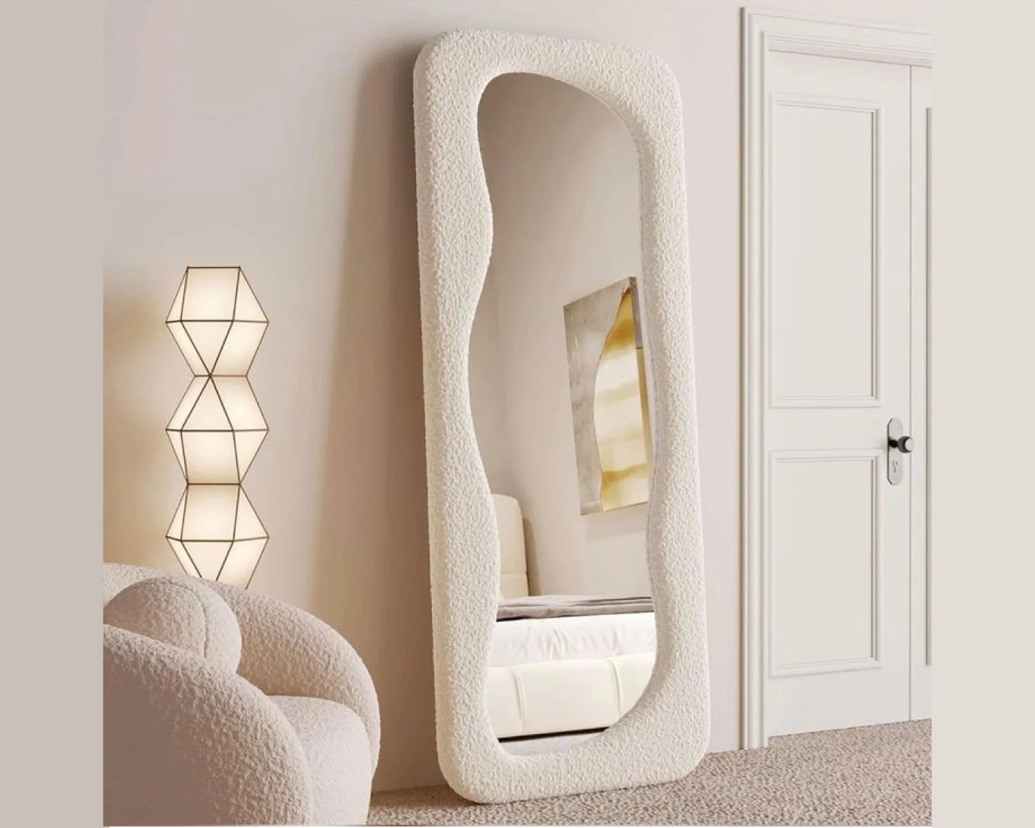 Miroir Luxe Pleine Longueur Tissus Bouclette