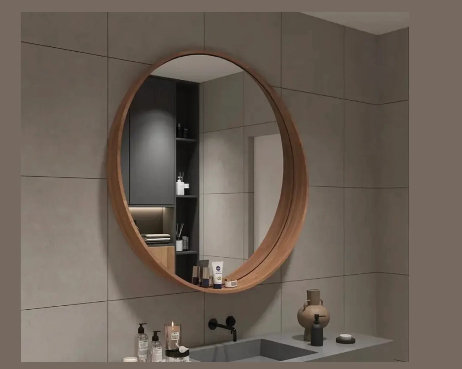 Miroir, Plaqué Chêne