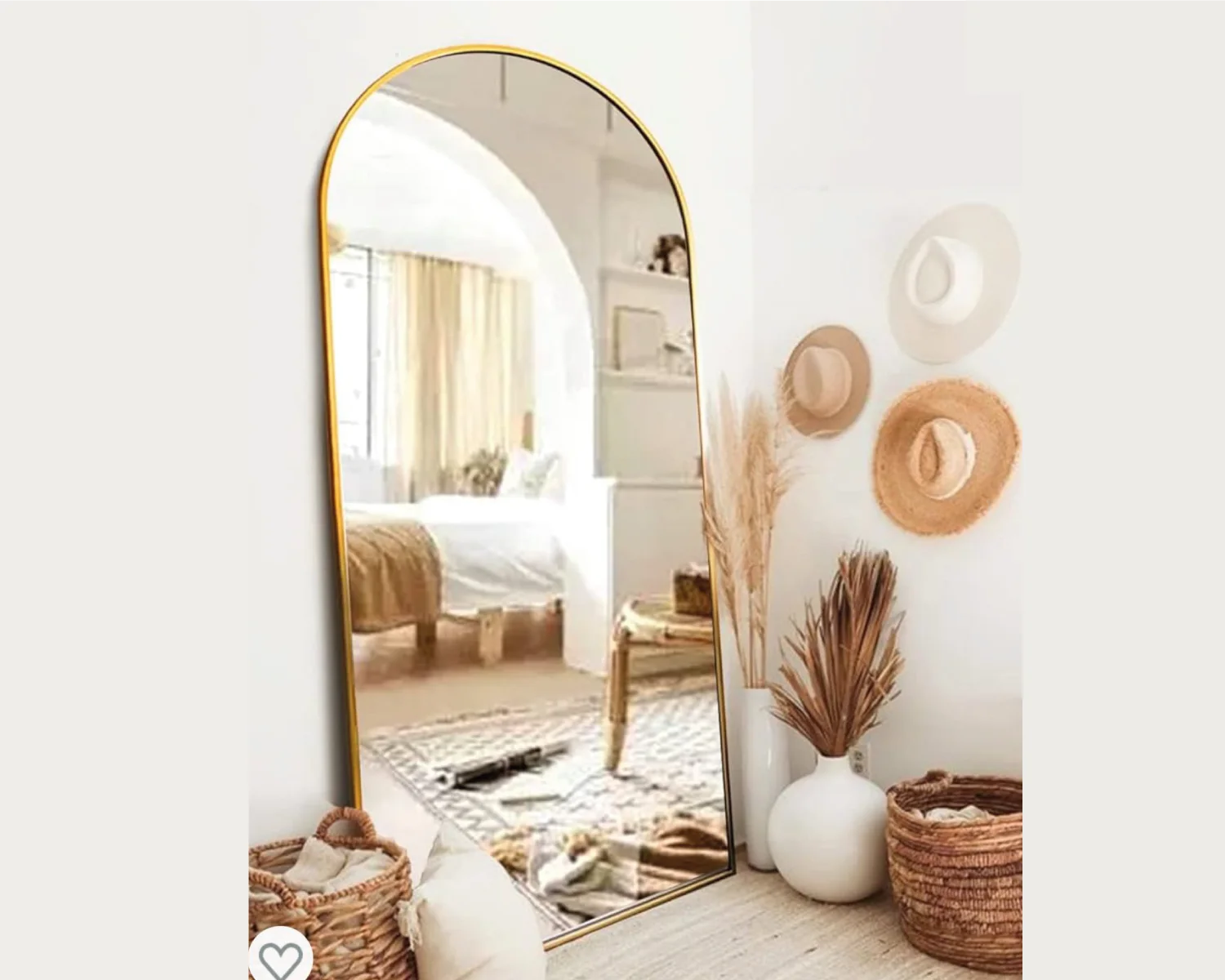 مرآة أرضية مقوّسة بطول كامل – تصميم عصري مع إطار  باللون الأسود أو الذهبي