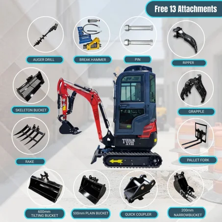TYPHON Terror XVIII Prestige Mini Excavator 2 Ton AC Cabin DIgger Kubota D902