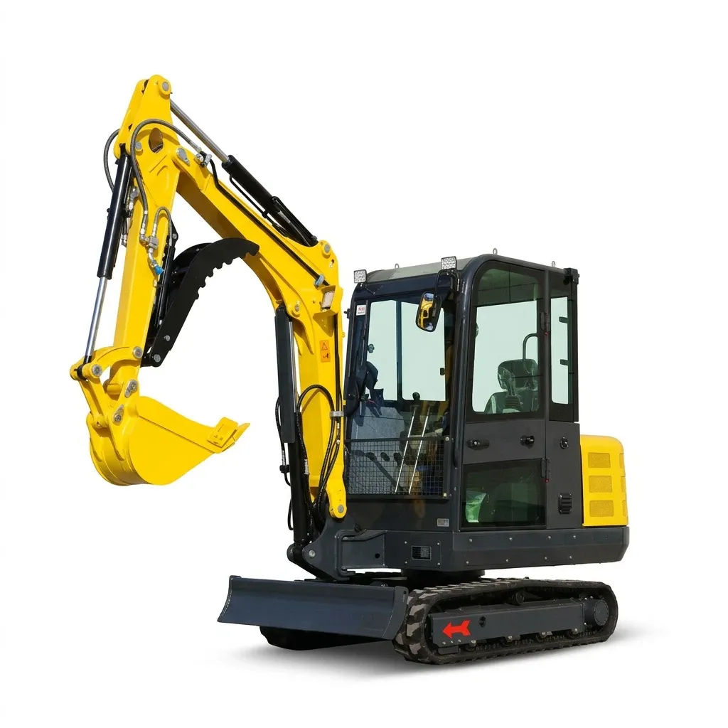 3.5 Ton Mini Excavator Kubota V1505 25HP Cab AC Boom Swing 6 Attachments