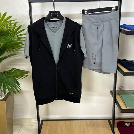 Pack 3 Pieces Ensemble Gilet Plus Short Et t-shirt