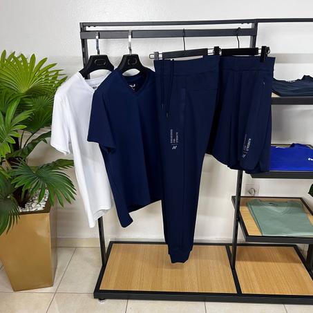 Pack 4 pieces 2 T-shirt Plus Pontalon Et Short Enji Sportswear Tech Fleece Bleu Marine 0055