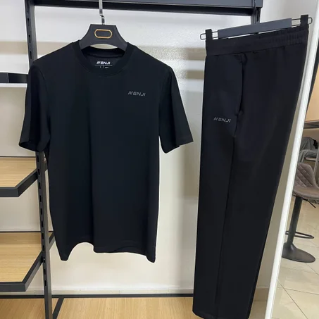 Ensemble Oversize ENJI 100% Coton – T-shirt & Pantalon Noir