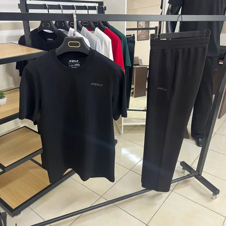 Ensemble Oversize ENJI 100% Coton – T-shirt & Pantalon Noir