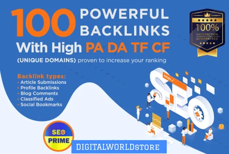 Increase Ranking with 100 Unique Domain High Authority Backlinks PA DA TF CF Upto 100