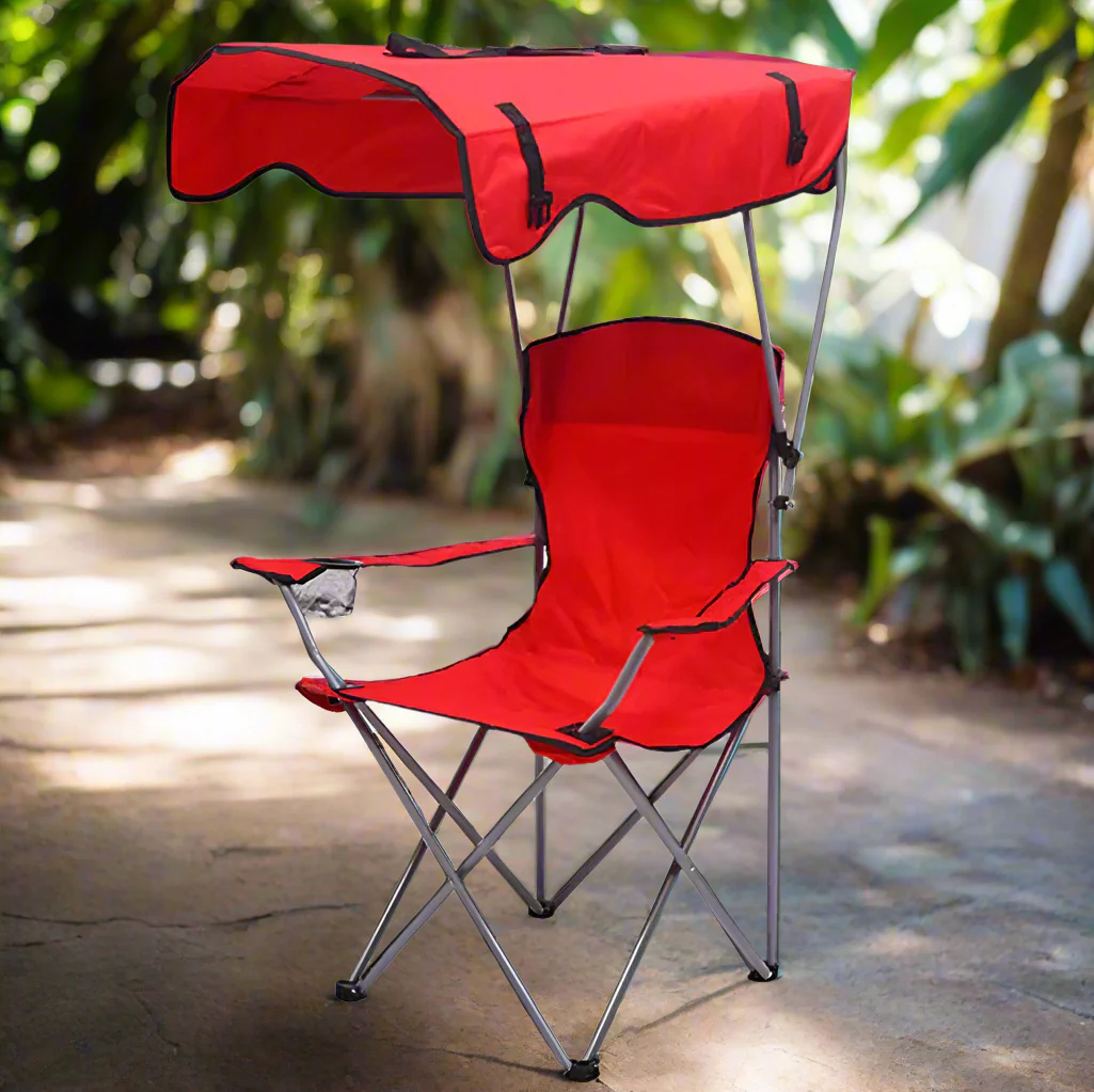 Chaise de Pêche Pliable avec Auvent Intégré - Confort et Protection Solaire