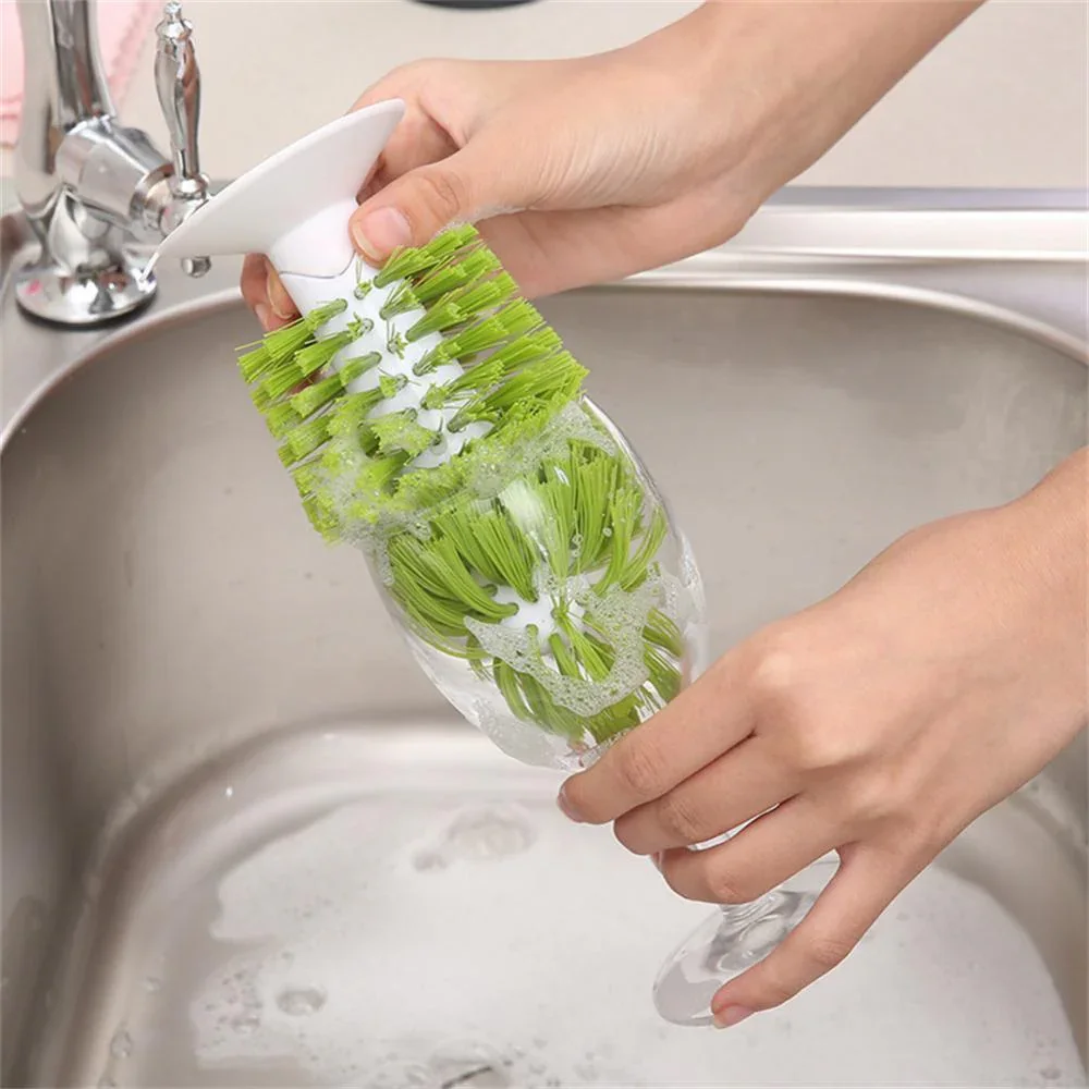 Brosse De Lavage Pour Bouteilles Et Gobelets - Manche Court Ergonomique - Tête Amovible - Polyvalente