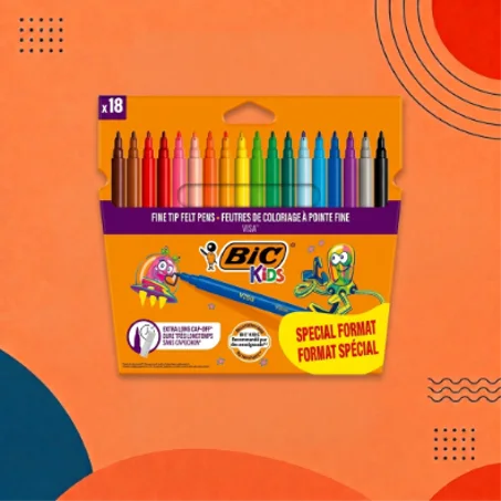 BIC Kids – علبة 18 قلم تلوين برأس رفيع للأطفال 🎨