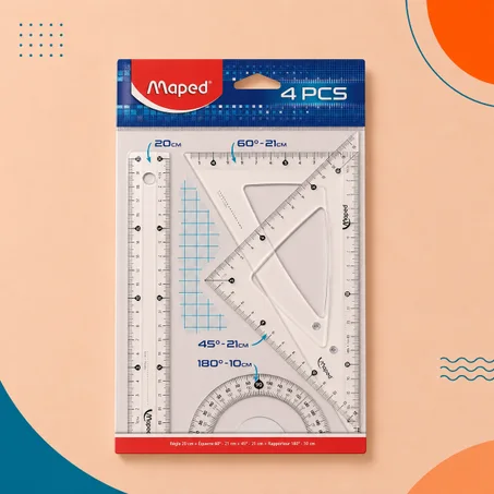 📏 طقم أدوات هندسية Maped – 4 قطع للدراسة والرسم الهندسي ✏️