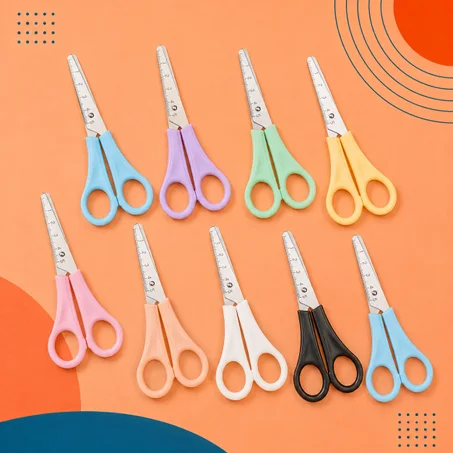 ✂️ مقص مدرسي مع مسطرة مدمجة – عملي وسهل الاستعمال 📏✨