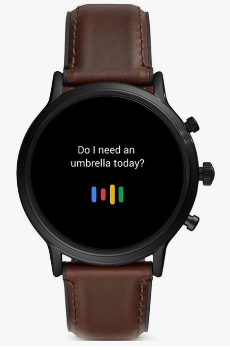 العلامة التجارية.: فوسيل ساعة ذا كارليل اتش ار الذكية الرقمية للرجال بمينا بالوان متعددة وسوار جلدي من فوسيل - FTW4026، بني