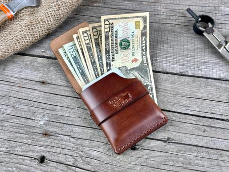 Portefeuille Bifold Minimaliste en Cuir Pleine Fleur Fait Main