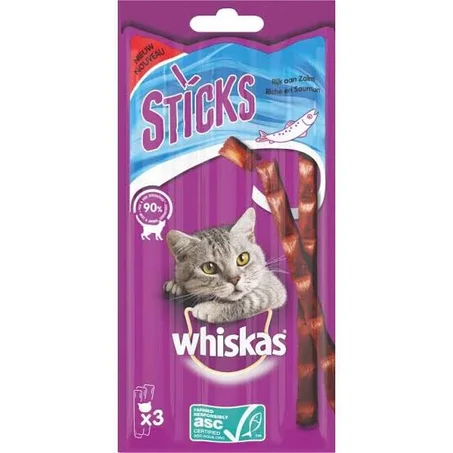 WHISKAS Friandises Sticks - Au saumon - Pour chat