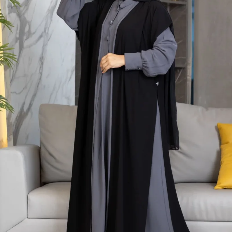 عباية أربع قطع ثوب كريب حرير