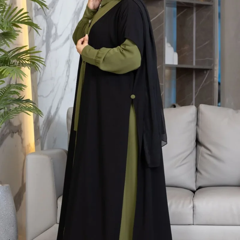 عباية أربع قطع ثوب كريب حرير