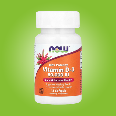 فيتامين د -3 ، فعالية قصوى ، 50،000 وحدة دولية ، 12 كبسولة