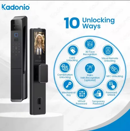 Kadonio Smart Door Lock/قفل باب ذكي بالتعرف على الوجه والبصمة
