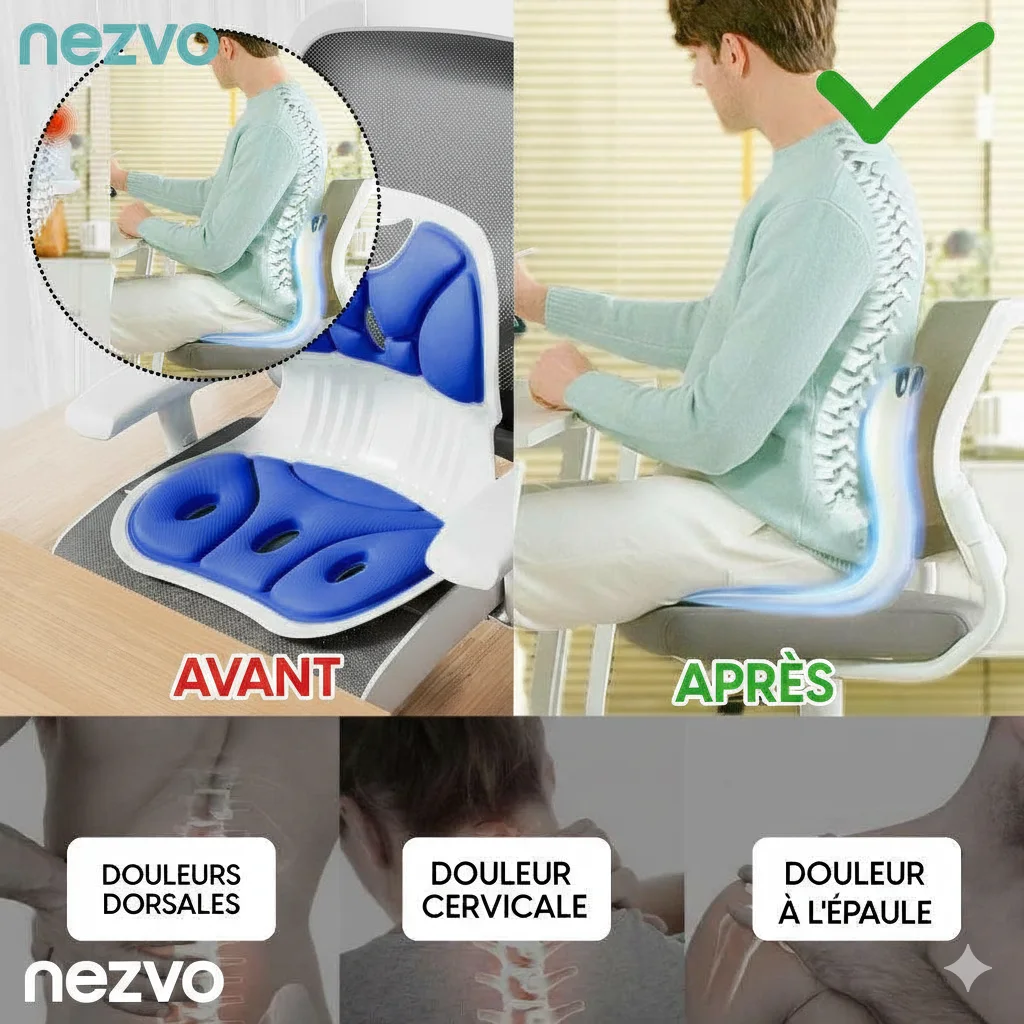 وسادة دعم الظهر والجلوس المريحة – مصحح وضعية الجسم لتخفيف آلام الظهر والرقبة