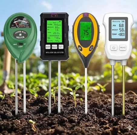 أجهزة قياس التربة - 4 موديلات مختلفة | قياس الخصوبة، الرطوبة، pH، الحرارة، وأشعة الشمس!