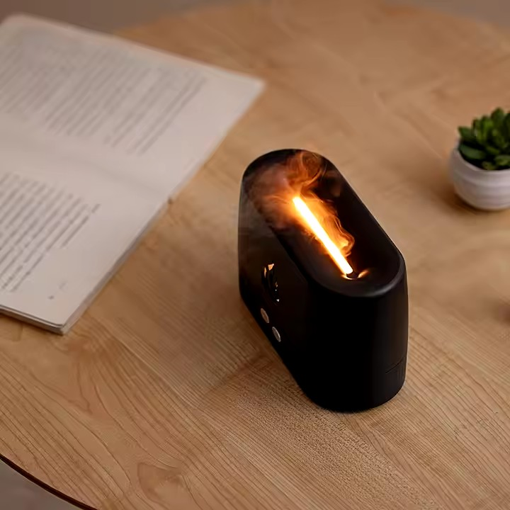 جهاز توزيع العطور بتأثير اللهب و الضباب - Flame Essential Oil Diffuser (Black)