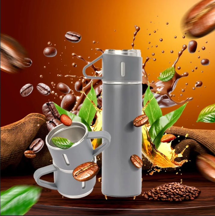 حافظة حرارية بفنجان رمادي - Insulated Mug (Grey)