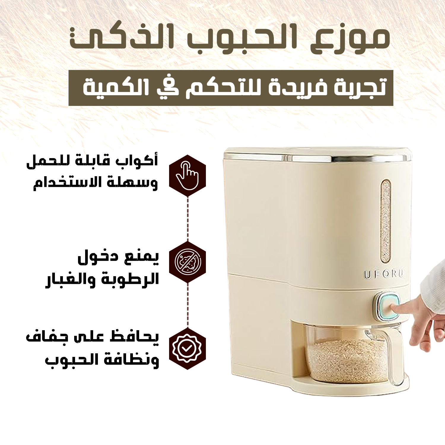 صندوق تخزين الأرز 10 كجم - Rice Storage Box 10KG