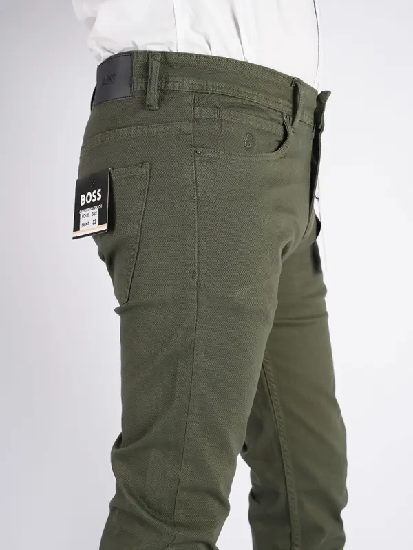 Pantalon en toile piqué de coton 5 poches Ref-BS4328PQ ( Vert Olive )