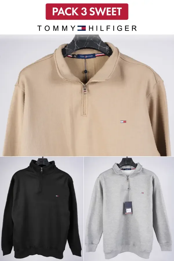 Pack Tommy Trio Premium – Sweatshirts Montonet Chauds & Doux (3 Couleurs)