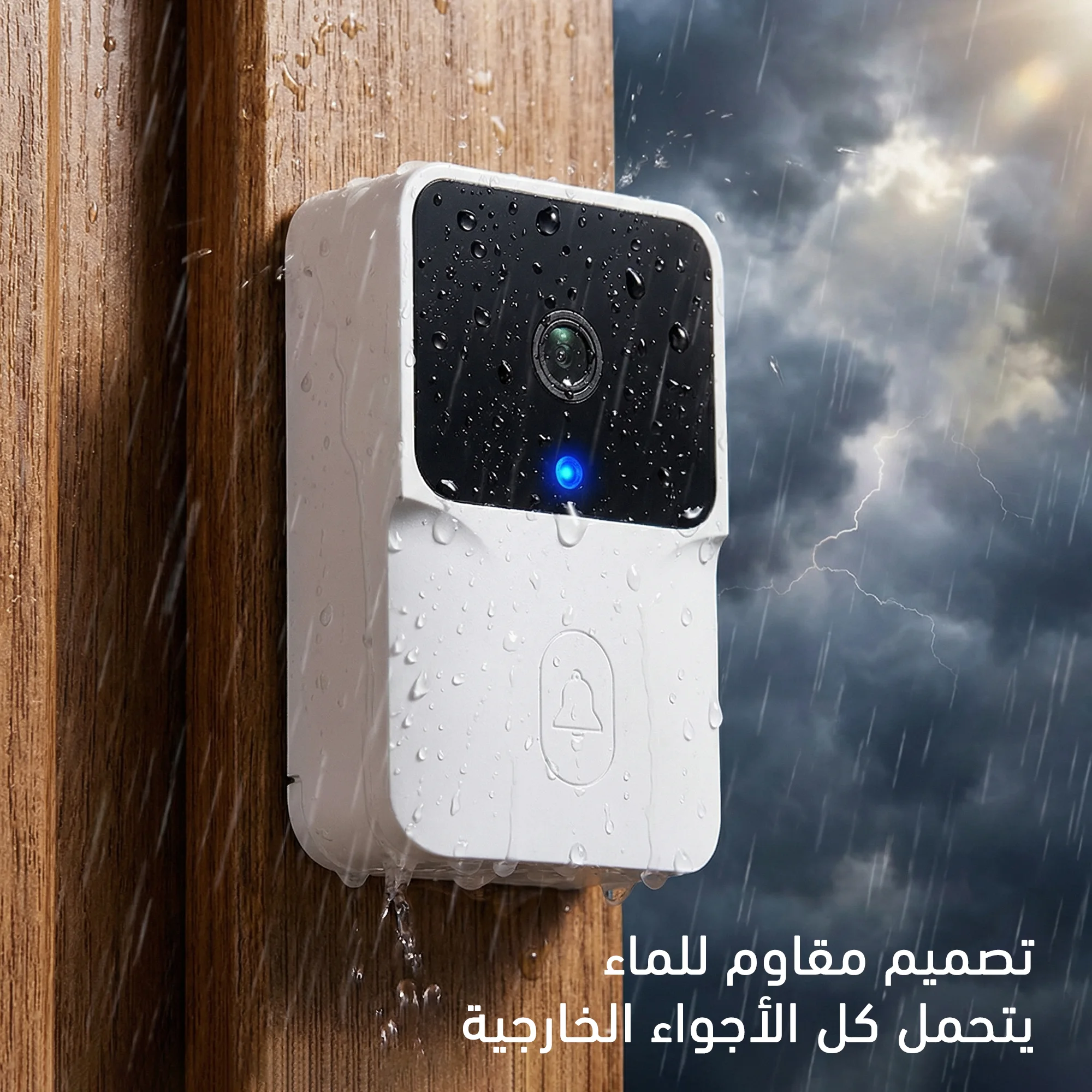 جرس باب بكاميرا فيديو ذكي 3 في 1 للمراقبة برؤية ليلية HD  للامان المنزلي، كاميرا مكالمات ثنائية الاتجاه، تحكم سهل التركيب عن طريق التطبيق