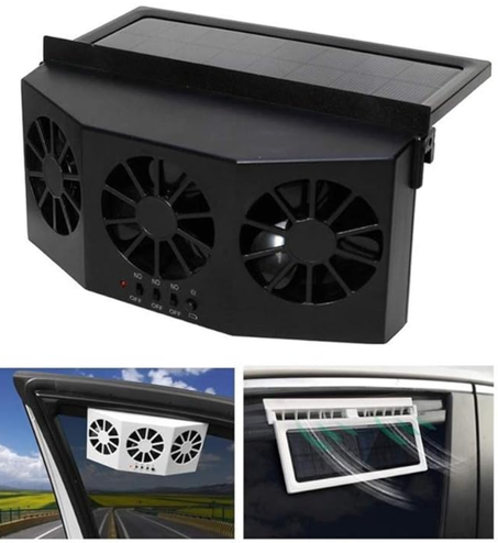 مروحة تهوية ذكية ، 3 مراوح تبريد للسيارة تُركب على نافذة السيارة وتعمل بالطاقة الشمسية