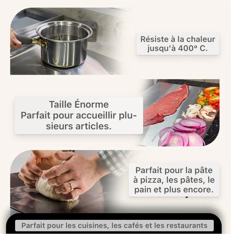 Planche de découpe INOX (40cm x 32cm) PROFESSIONNELLE