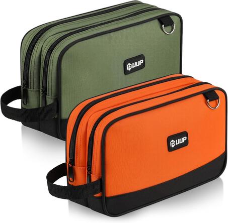 Bolsa de herramientas con cremallera de 30 cm (paquete de 2), bolsa pequeña con dos compartimentos