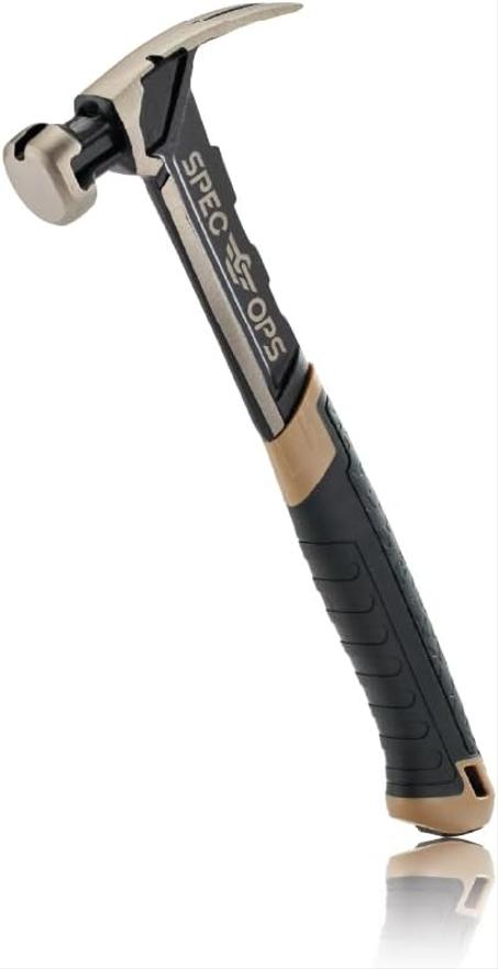 Martillo clavador Spec Ops Tools, 16 oz, garra desgarrada, cara lisa, agarre amortiguador, 3 % donado a veteranos