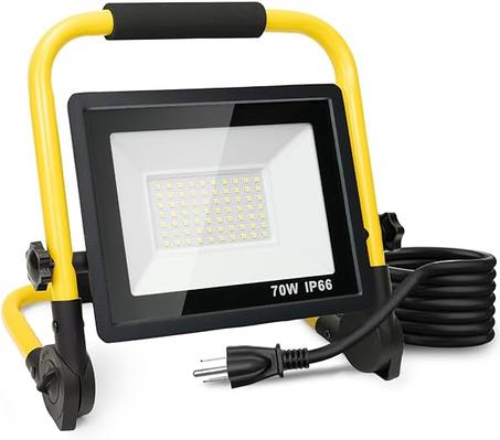 Luz de trabajo LED de 10 000 LM: luz de trabajo portátil con cable de 1,5 m, reflector impermeable IP66 para exteriores, interiores, obras de construcción, talleres, garajes, etc. Regalos par