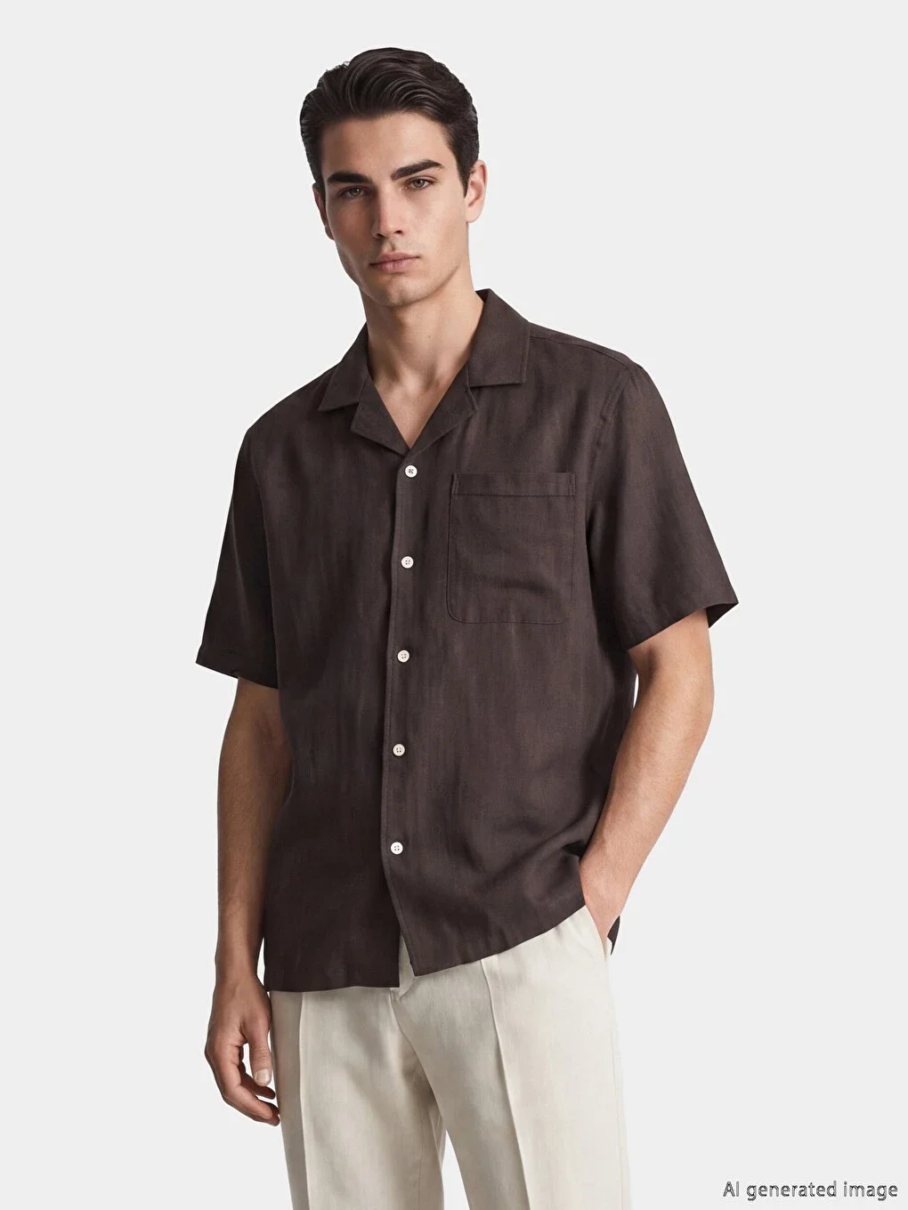 Chemise pour homme à manches courtes et col ouvert