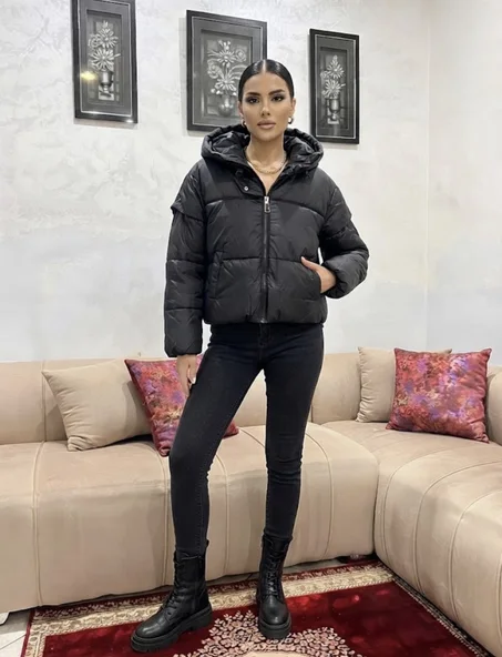 Jaket Doudoune noire à capuche – Dechko Store