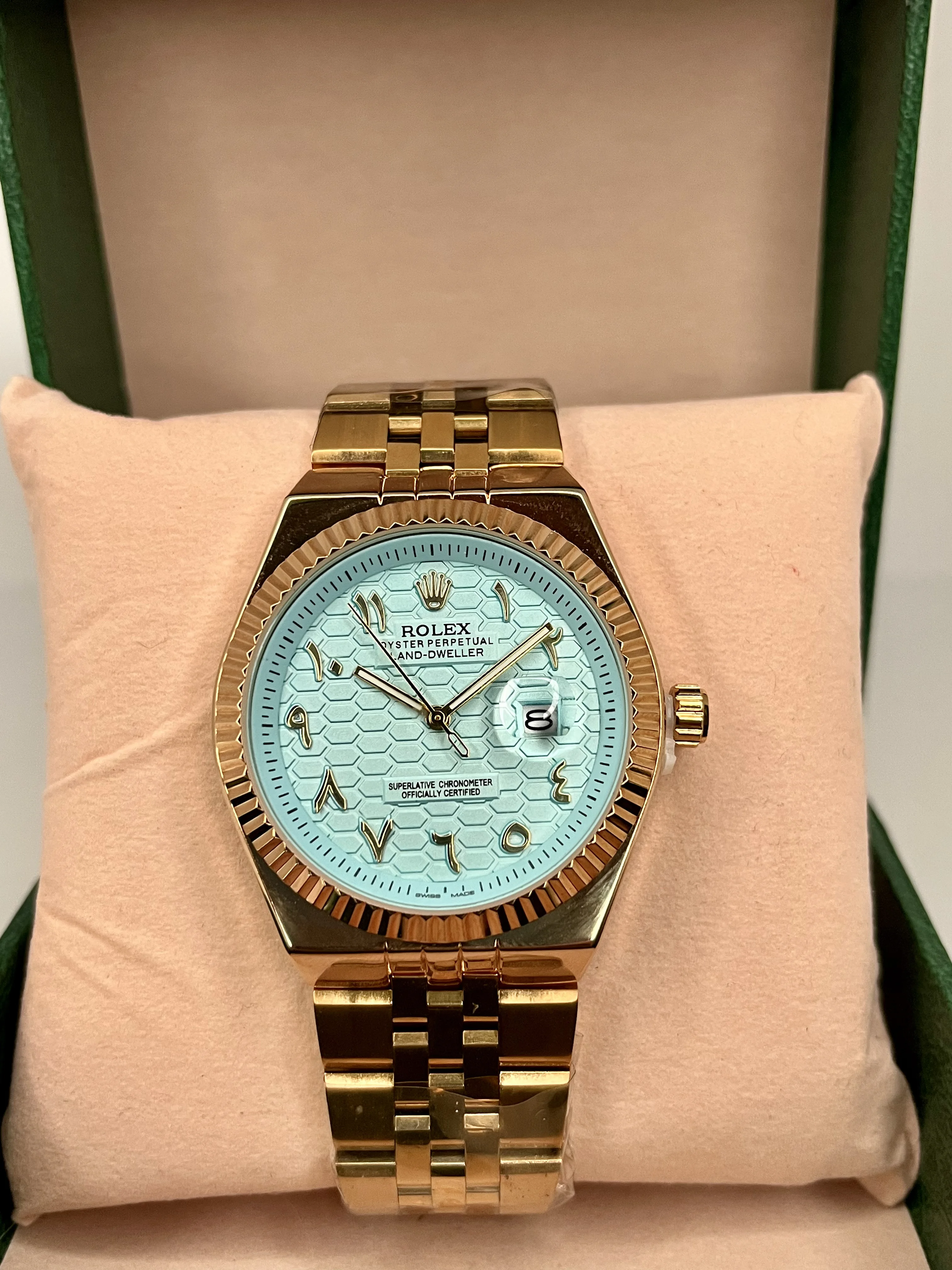 ROLEX ARABICA -  Light blue / Gold + Boite