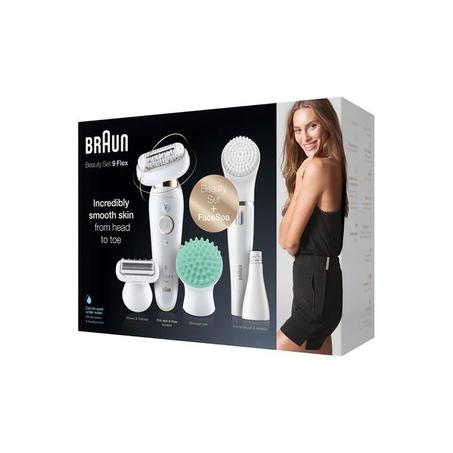 Braun Silk-épil 9 Flex 9300 Beauty Set Wet & Dry epilator with 8 extras incl. Braun FaceSpa.