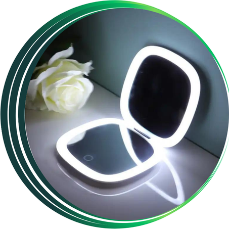 مرآة لمس محمولة بمصابيح LED