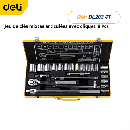 Coffret de clés à douille DELI DL2024T 24 pièces